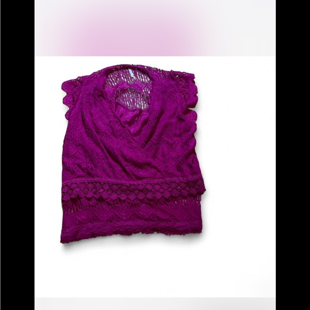 Free People Vibrant Purple Lace Blouse‎